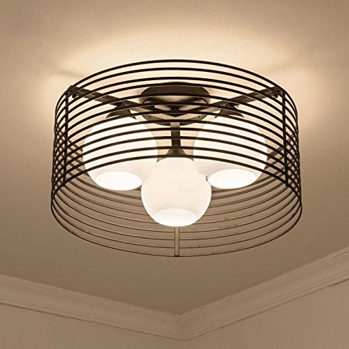 WINZSC Ron Luces de Techo Blanco Negro Nuevo Dormitorio Chino Redondo led lámpara de Techo Luces de la Sala Restaurante Europeo Moderno CL FG333 lo9 (Size : Black)