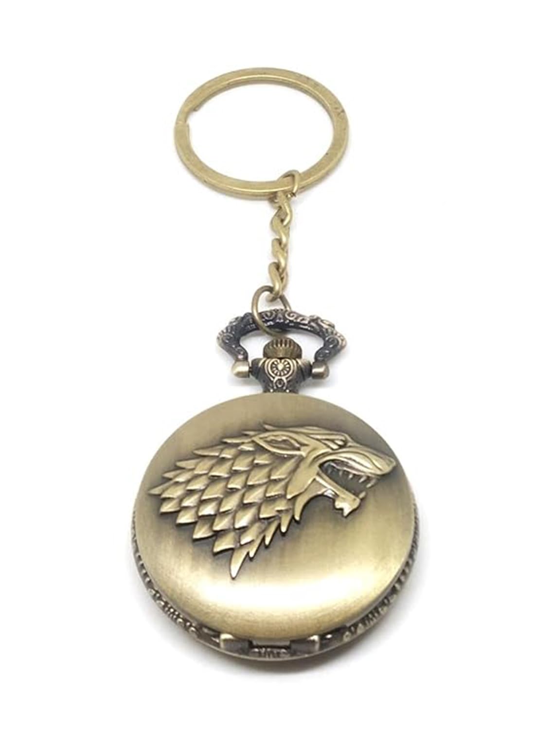 Analog - Vintage Motorbike Pocket Watch Keychain - Gift for Christmas Day, New Year, Birthday, Rakshabandhan for Brother, Bro, Bhai, Boyfriend, Friend - Keyring, White, Gold