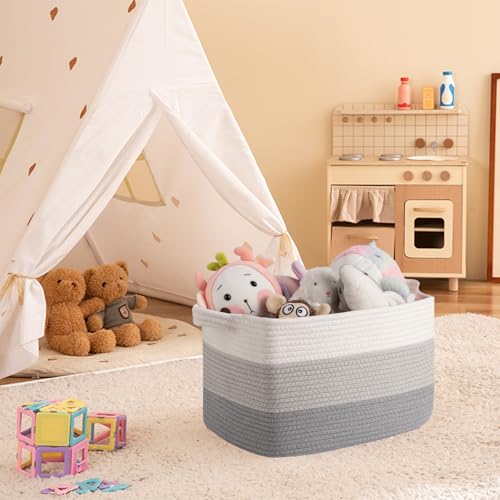 Image of OIAHOMY 30L Storage Basket Large Blanket Basket Living Room Gray 3-Pack