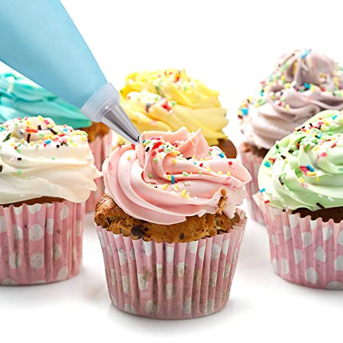 Piping Bags and Tips Set, Cakes Decorating Kit Supplies with 3 Reusable Pastry Bags, 18 Frosting Tips, 3 Couplers, 3 Bag Ties, 3 Cake Scraper, 1 Cake Decorating Tools for Cookie Icing