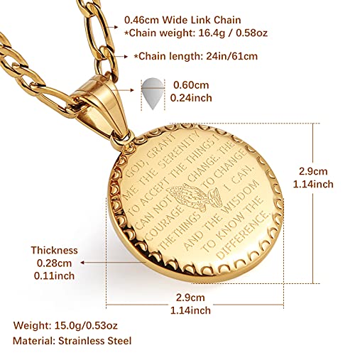 HZMAN Bible Verse Prayer Necklace Christian Jewelry Gold Stainless Steel Praying Hands Coin Medal Pendant2