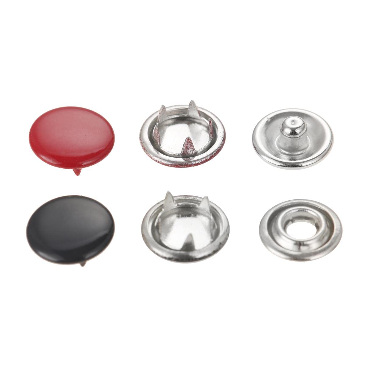 200set Ojales Kit de sujetadores a presión 9.5 mm 10 colores Botones Pernos de presión de metal Botón de anillo de punta para ropa Zapatos Bolsa Cuero DIY-200 juegos sin herramientas
