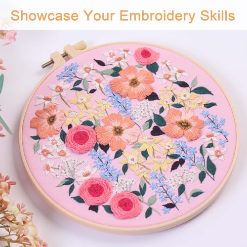 Image of REEWISLY S162+164+165 3pcs Embroidery Starter kit with Patterns and Instructions, DIY Adult Cross Stitch Kits Beginner, Including 3 Plastic Embroidery Rings, 1 Scissors, Colored Threads and Needles