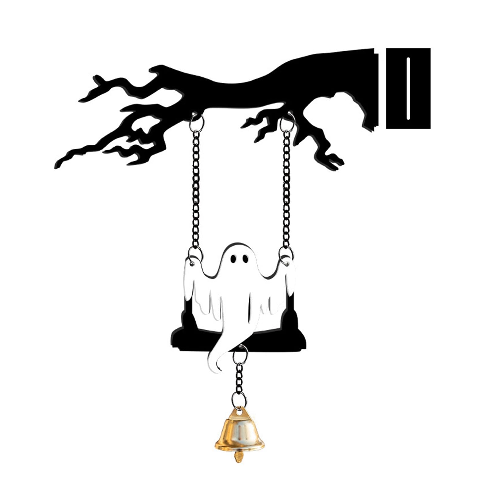 RetroNest Wall Mounted Hanging Bell,Clear Sound Ghost/Bat Bell,Decorative Halloween Dinner Bell For Outdoor Front Door Garden Porch Patio A