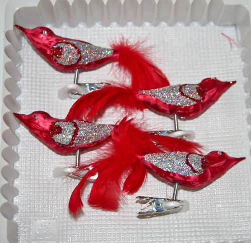 Baumschmuckset 39 Teile - Mundgeblasen - Roter Eislack - Lauschaer Glaskunst - Weihnachten