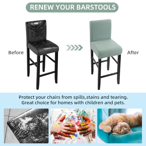 Image of YISUN Waterproof Bar Stool Covers, Stretch Pub Stool Chair Cover Removable Washable Counter Stool Covers Bar Stool Slipcovers for Kitchen, Pub, Dining Room (2 Pack, T-Green)
