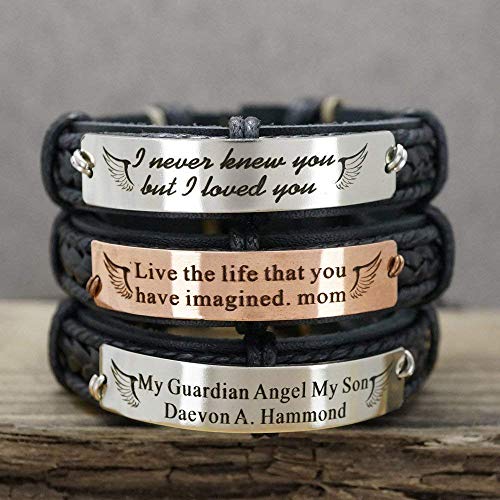 Mens Leather Memorial Bracelet, In Memory Of Someone Who Is Deceased, Forever In My Heart #TOP5