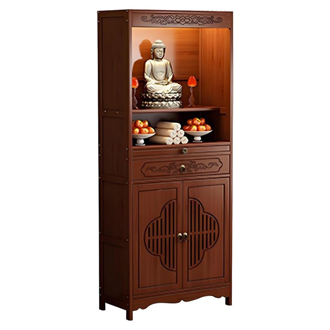 Table d'autel de Bouddha en bois sculpté, piédestal de méditation vintage d'une finition rare