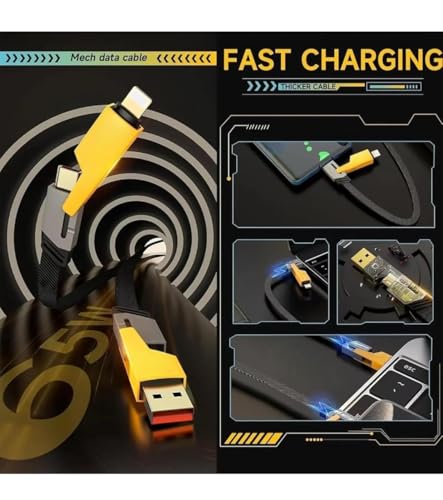 Image of 4 in 1 fast Charging Cable, USB-A to Type-C, Compatible with and All Phones & Laptops, 27W Max PD