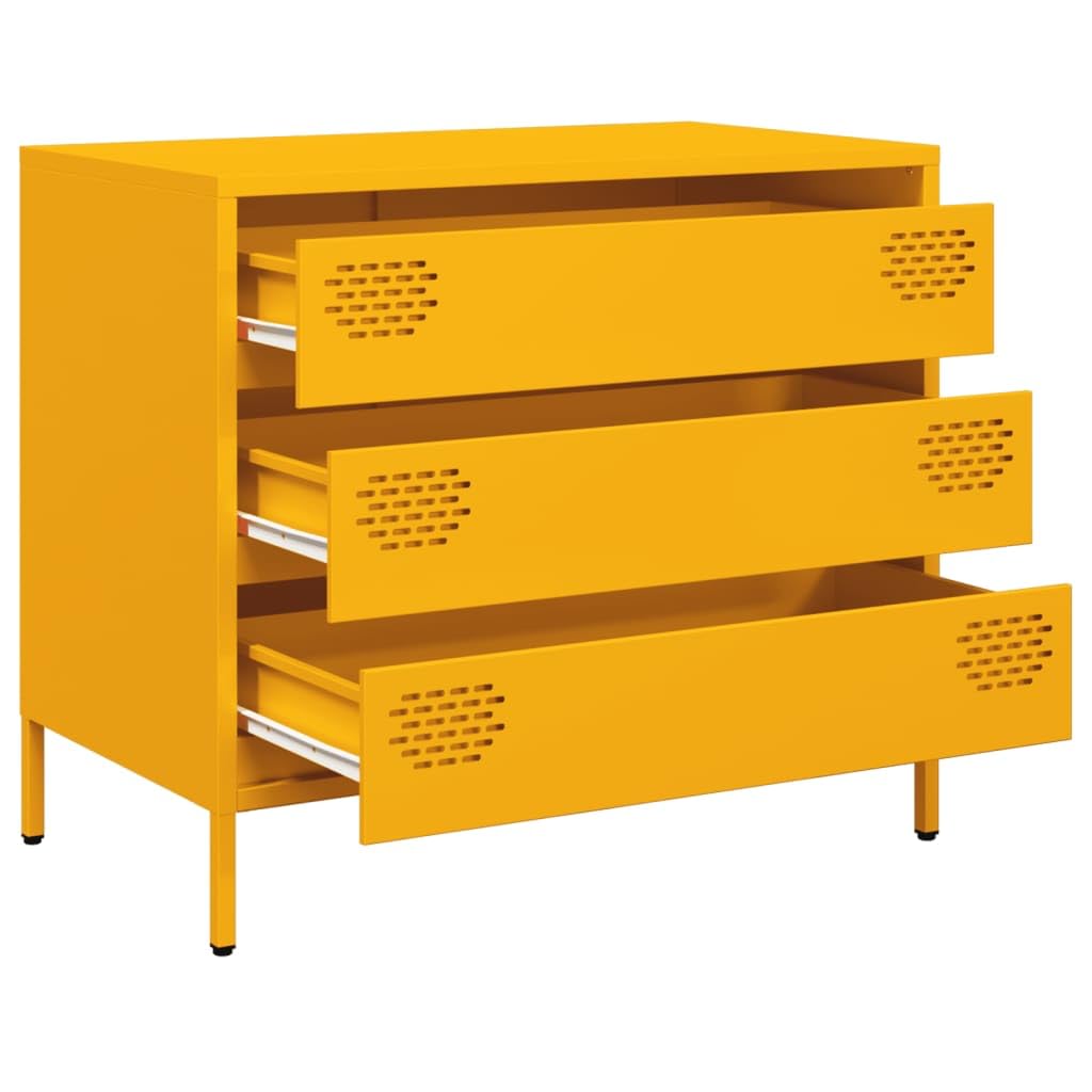 Générique Buffet Jaune Moutarde 68x39x58,5 cm Acier laminé à Froid Meubles Armoires & Meubles de Rangement Buffets & bahuts (Poids 19.03KG)