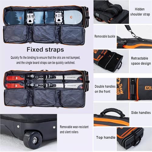 Bolsa con ruedas para snowboard impermeable que protege tus esquís del avión 5