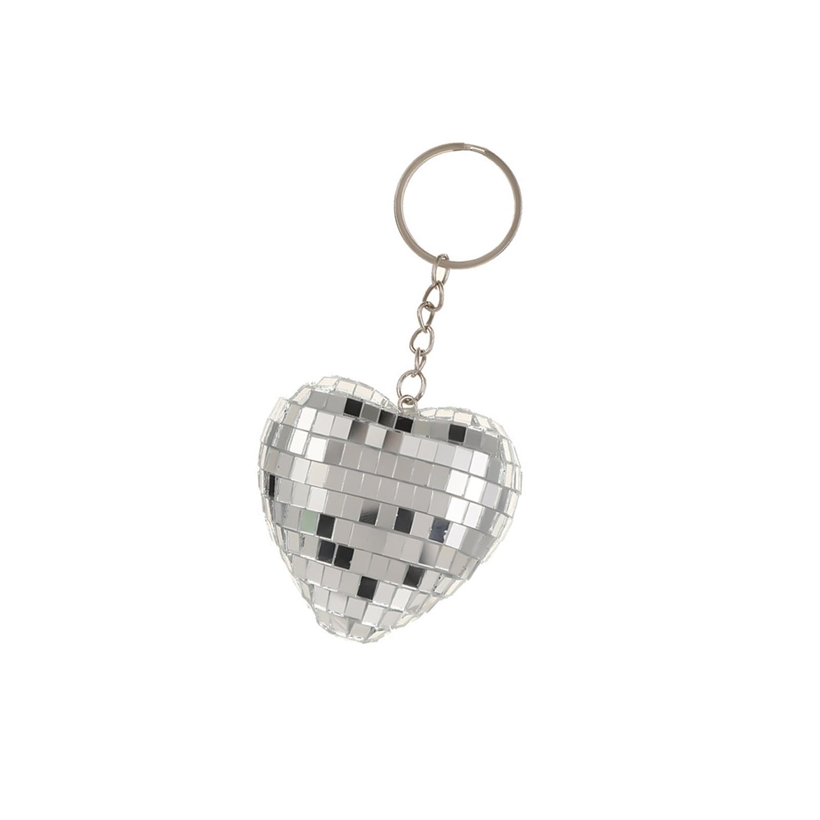 Tsophreniq Heart Mirrored Spherical Keychain Reflective Glass Sphere Pendant Keyring Decorative Jewelry Gift Accessory Heart Shaped Mirrored Keychain