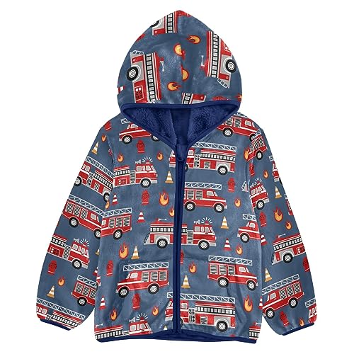 Image of Aflyko Boys Fleece Coat Blue Zip-Up Hoodie Girls Outerwear Kids Hooded Jacket