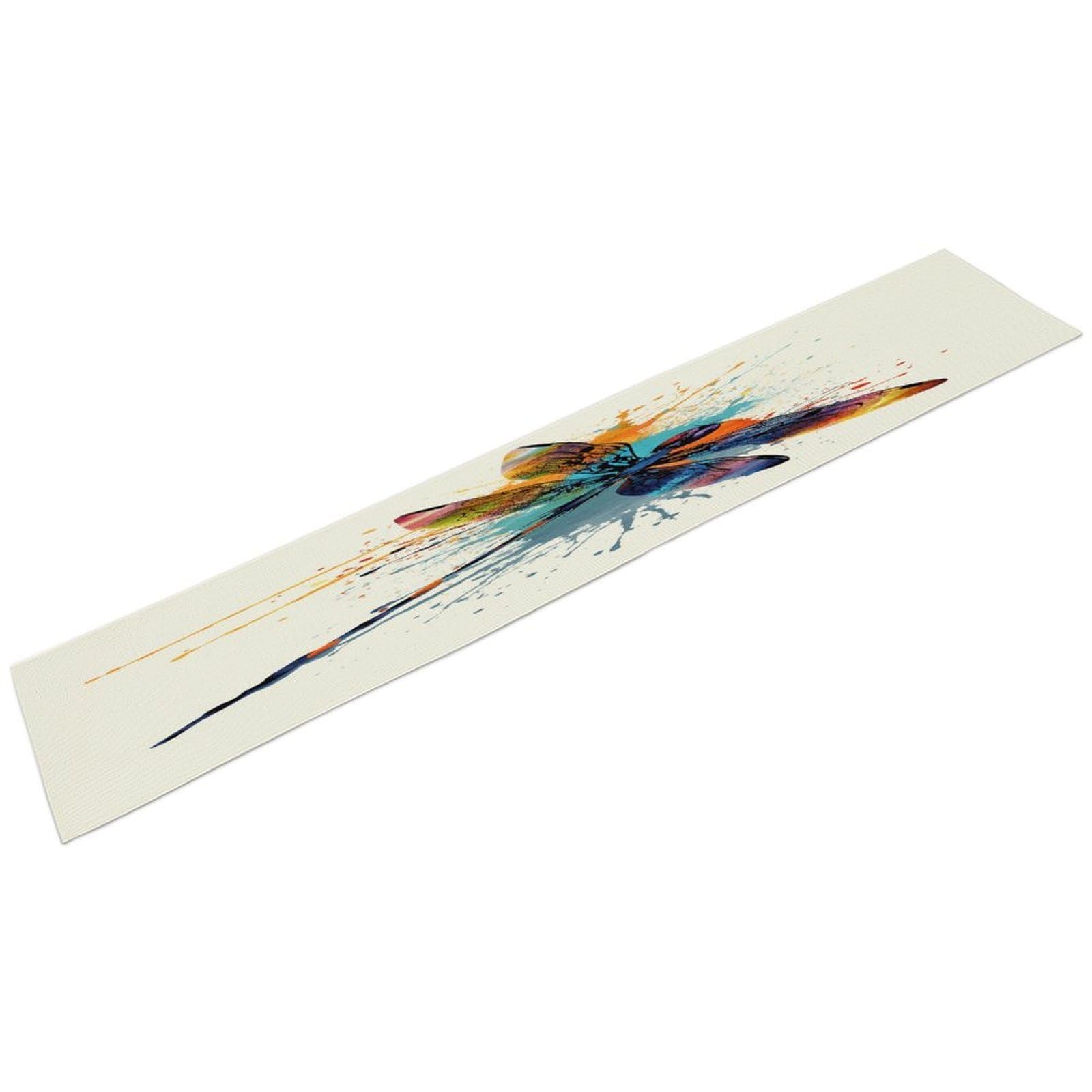 Paint Splash Dragonfly Table Runner Kitchen Dining Decoration Tablemat Fashion Linen Tables Runner Farmhouse Style Tables Runners for Home Party Indoor Table Runnes 13.4x72.4 Inch