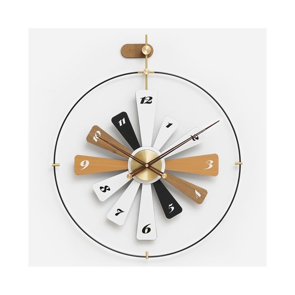Aioneer Wall Clock Big Wall Clock 60Cm Round Silent Non-Ticking Hanging Creative Decoration Of Light Luxury Living Room-Brown