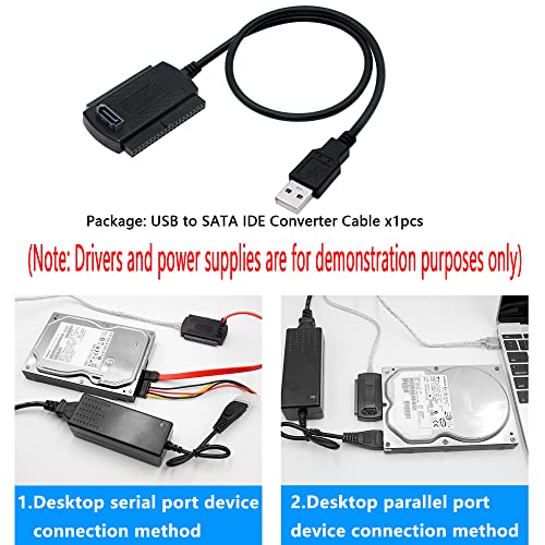 Image of SinLoon USB to SATA IDE Converter Cable Adapter USB 2.0 to 2.5 /3.5 /5.25in IDE and SATA Adapter Cable for Personal Computer, Laptop, DVD Player (1.8FT /Black)