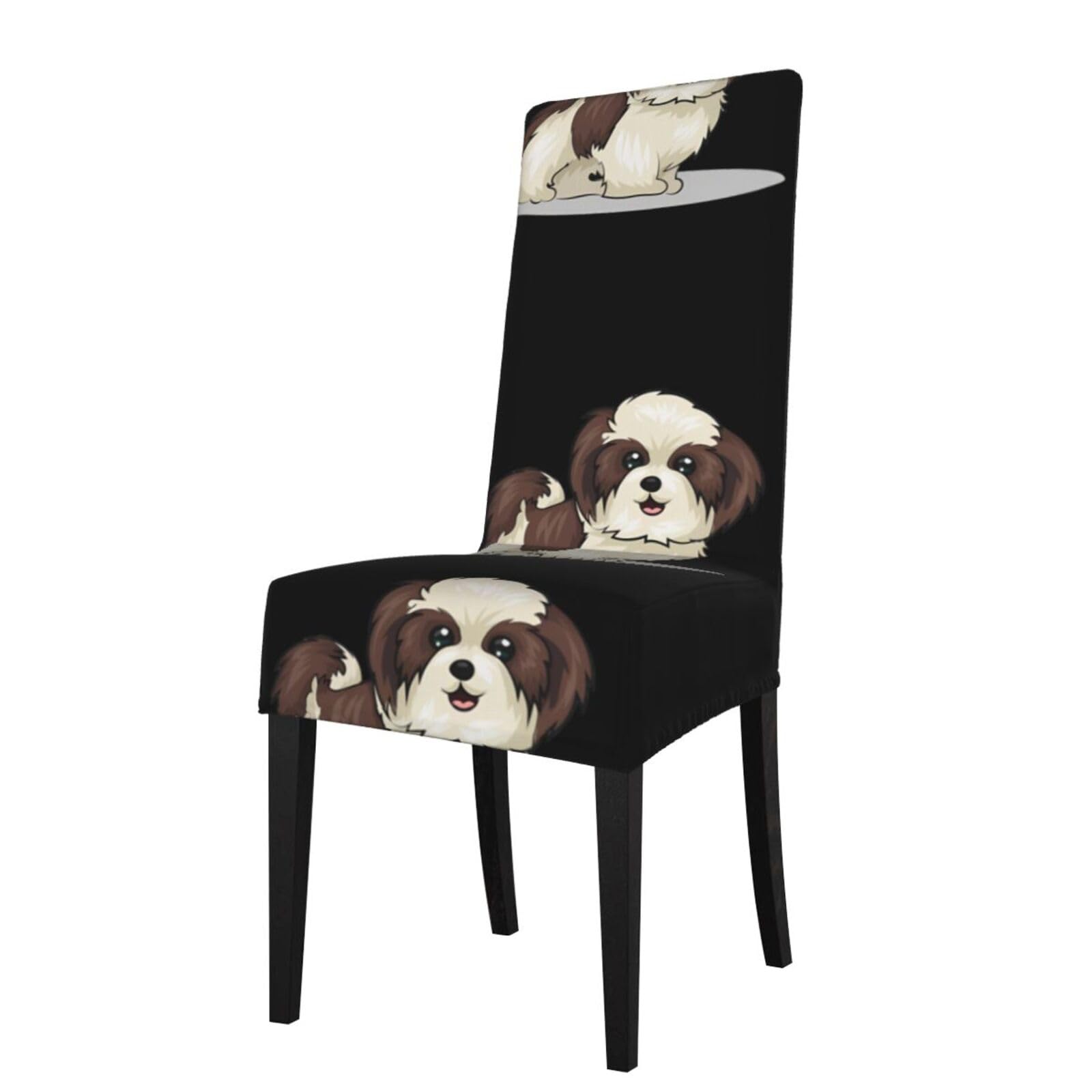 YYHWHJDE Shih Tzu Dog Prints Protection Cover for Dining Chair – Stretchable Slipcovers for a Refreshing Dining Room Makeover