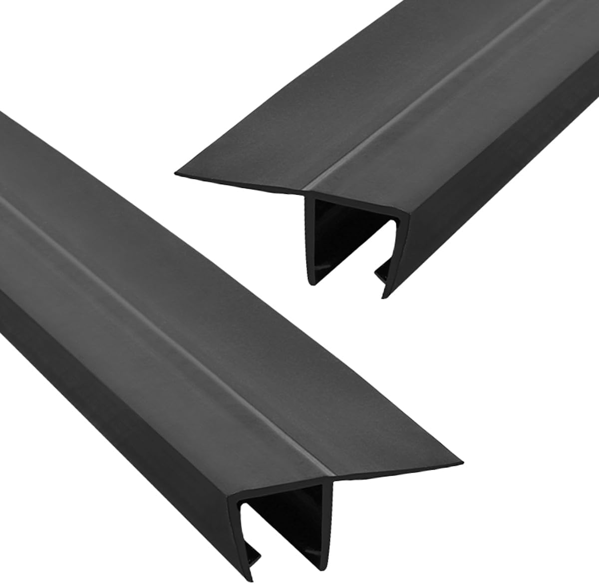 ECYC Ltd2 Pack 19.7" Frameless Shower Door Sweep Shower Door Side Seal Strip F Type, Glass Shower Door Side Sealing Strips to Stop Shower Leaks for 1/4" (6mm) Thick Glass for Door Windows, Black
