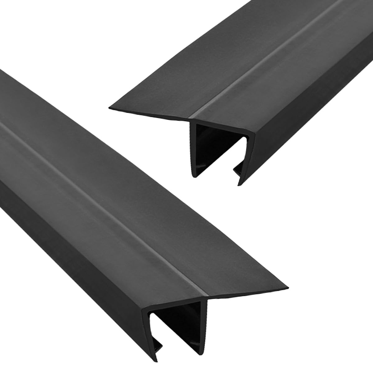 ECYC Ltd2 Pack 19.7" Frameless Shower Door Sweep Shower Door Side Seal Strip F Type, Glass Shower Door Side Sealing Strips to Stop Shower Leaks for 1/4" (6mm) Thick Glass for Door Windows, Black