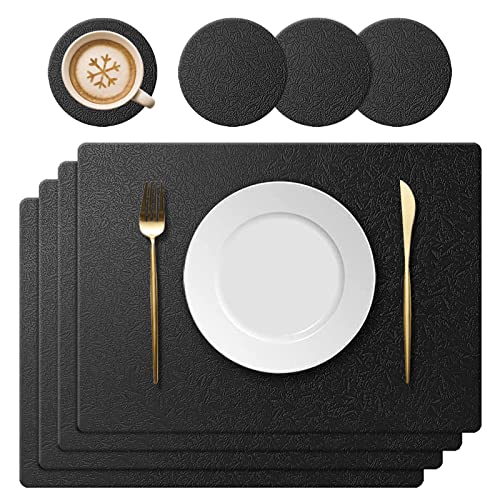 KERYCHIN Set de Table en Silicone Lavable et Dessous de Verre Rond Antidérapant Kit, Résistant à la Chaleur 230°C, Facile à Nettoyer, Dessous de Table pour Cuisine,...