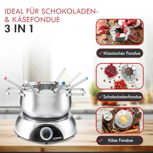 Bomann® Fondue für 8 Personen | auch für Schoko- & Käsefondue | Fondueset mit 8 Fonduegabeln | Fondue elektrisch 1,2L | optimale Wärmeverteilung | Fondue Set 1400W I Fondueset elektrisch FD 2248 CB – Bild 2