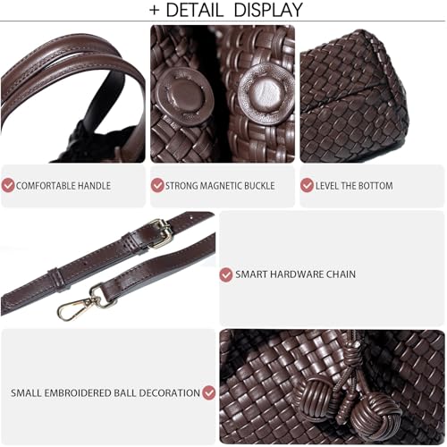 Image of Woven Tote Bag for Women, Hobo Bag for Work, Large Beach Travel Handbags and Purses, Retro Shoulder Bag, Shopping Bag