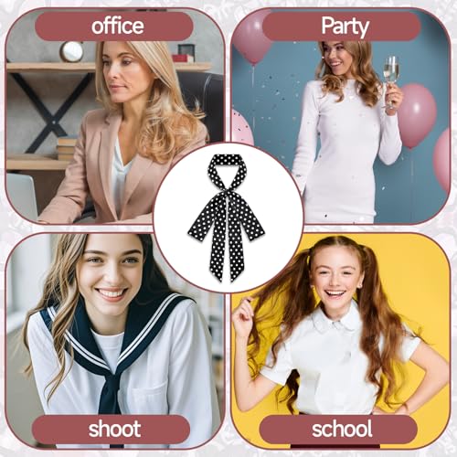 Image of Lusofie Tie for Women Self Tie Satin Ribbon Bow Tie Wide Folding Bowties Accessory for School Uniforms Cosplay Wedding Party