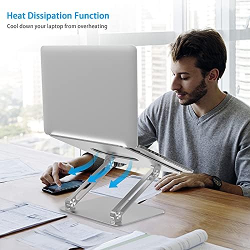 BoYata Stojak na laptopa z regulacją kąta, z funkcją Heat-Vent, kompatybilny z notebookami i laptopami (10-17 cali) MacBook Pro/Air, Surface Laptop, Samsung, notebook HP, kolor srebrny