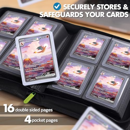 FunGuys Toploader Binder, Trading Card Binder Storage,128 4 Pocket Top Loader Pokemon Binder, Card Collection Yugioh Cards, MTG, TCG, Folders for Trading Cards - 2