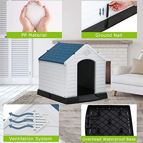 FLL Large Dog House for Large Medium Dogs 32x30.5x34.5 inches Plastic Water Resistant Dog Houses with Base Support for… - Image 5