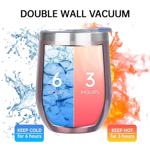 Image of MEZMUT 12oz Insulated Wine Tumbler with Lid Double Wall Vacuum Stainless Steel Wine Glass Coffee Mug Insulated Tumbler Cup for Champaign, Cocktail, Beer (Multi,4 Pack)