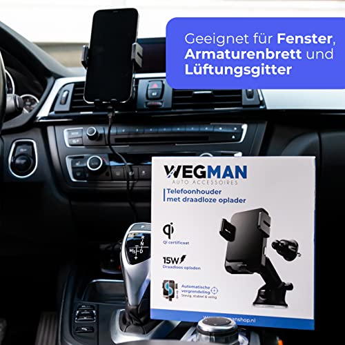 Wegman Handyhalterung Auto mit Ladefunktion 15W Qi, Smartphone Halterung Auto für Lüftung, Armaturenbrett & Windschutzscheibe (inkl Ladegerät & USB C Kabel) MagSafe Autohalterung, KFZ Handy Halterung – Bild 3