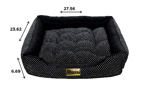 Cama com Colchão Removivel para Cachorro ou Gato Luppet acima de 11Kg Preto com poa GG