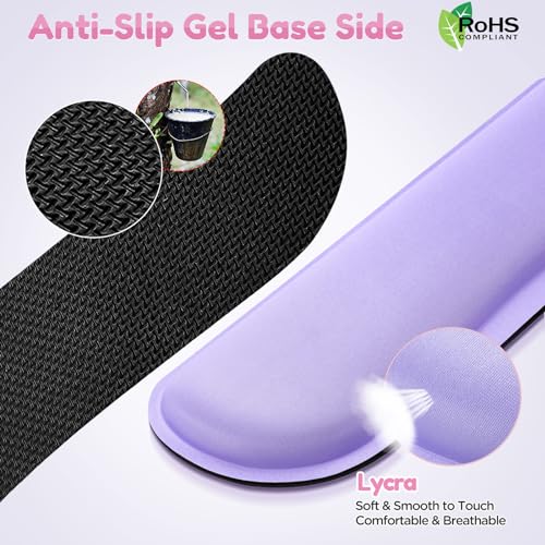 Image of Gimars Upgrade Enlarge Gel Memory Foam Set Keyboard Wrist Rest Pad, Mouse Wrist Cushion Support for Office, Computer, Laptop, Mac, Comfortable, Lightweight for Easy Typing Pain Relief, Purple