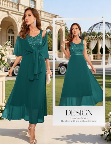 Image of BeryLove Summer Formal Wedding Guest Prom Dresses Sequin Cocktail Evening Lace Elegant Mother of The Bride Dress