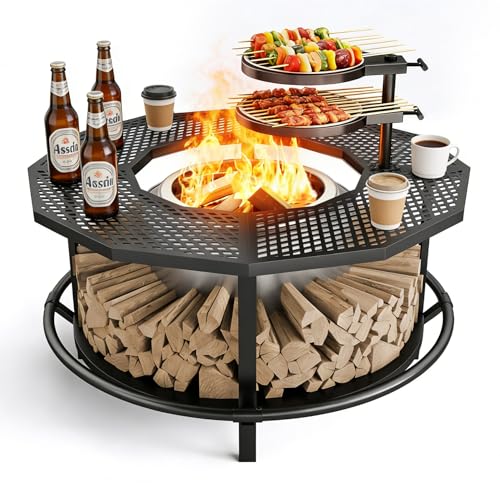 Fire Pit Surround Tabletop - 360 Fire Pit Guard for Solo Stove Bonfire & Ranger Portable Protective Barrier for Wood Burning Fire Pits Up to 21 UV-Resistant Outdoor Fabric (Firepit Not Included)