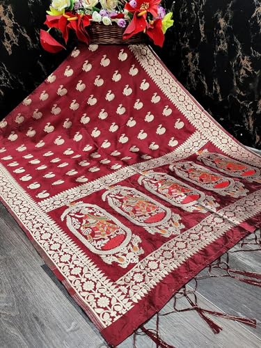 Women's Woven Banarasi Silk Zari Dupatta/Chunni, Width 1 Meter, Length 2.5 Meter3