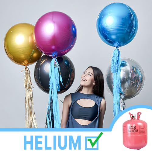 Image of PartyWoo Light Blue Foil Balloons 6pcs Large Round Giant Jumbo 4D Balloons