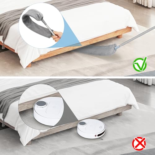 Image of Retractable Gap Dust Cleaner with 15-98 Inch Extension Pole, Flat Duster for Under Appliances and Furniture, Includes 2 Washable Microfiber Pads for High Ceilings and Hard to Reach Spaces