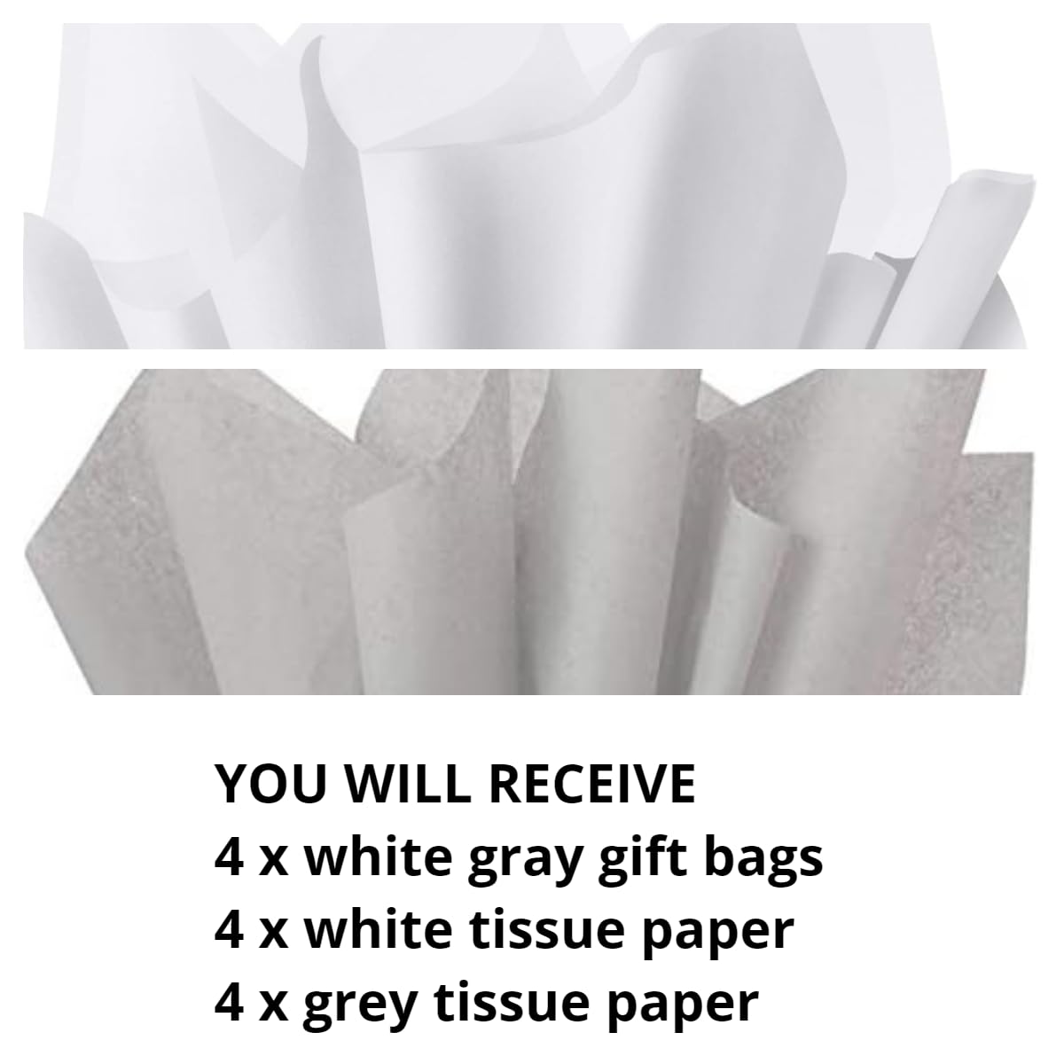 JUNESHE Mini-Geschenktüten Mit Griffen 4 Stück | 11,9x5,6x16,3 Cm, Inkl. Seidenpapier | Weiße Kleine Papiertüten Für Schmuck & Kleinigkeiten