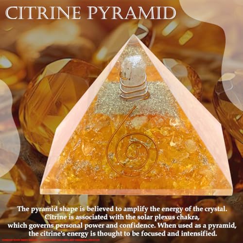 Image of Citirine Crystal Pyramid | 2 Inch | Feng Shui & Vastu Correction | Crystal Pyramid for Positive,Meditation, Health, Good Luck | Home & Office Decor | Gift | Study Table