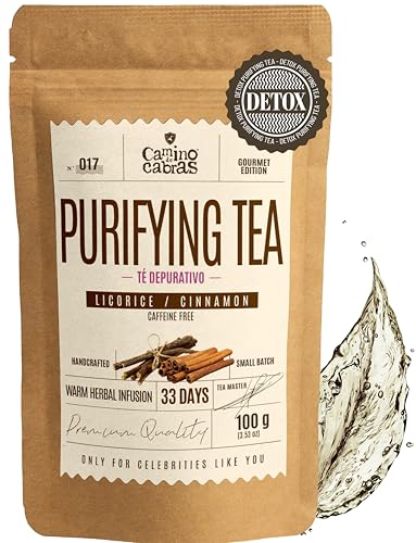 Infusion Regaliz & Canela Digestiva para Hinchazón Abdominal y Gases – Te Detox Higado – Reconfortante tras Comidas Pesadas – Sin Cafeína | Té de Hierbas Gourmet a Granel 100 g | Camino de Cabras®