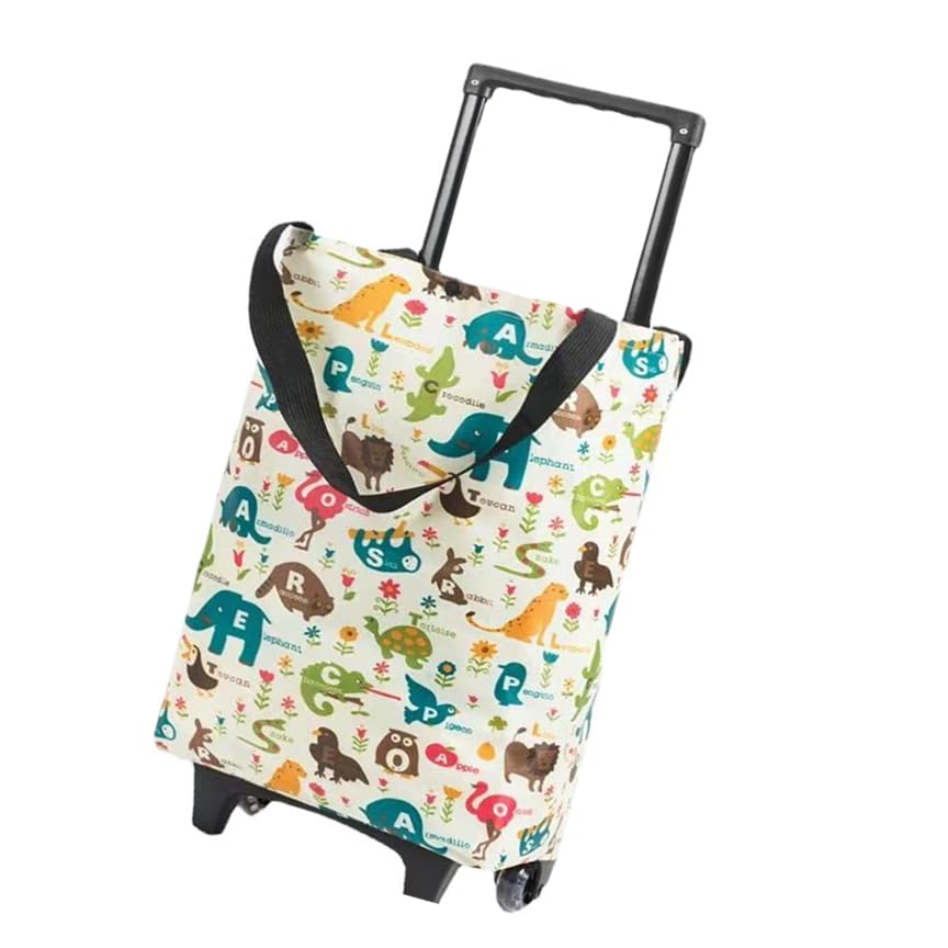 Chariot d'épicerie pliable en tissu Oxford pour transporter de lourdes courses