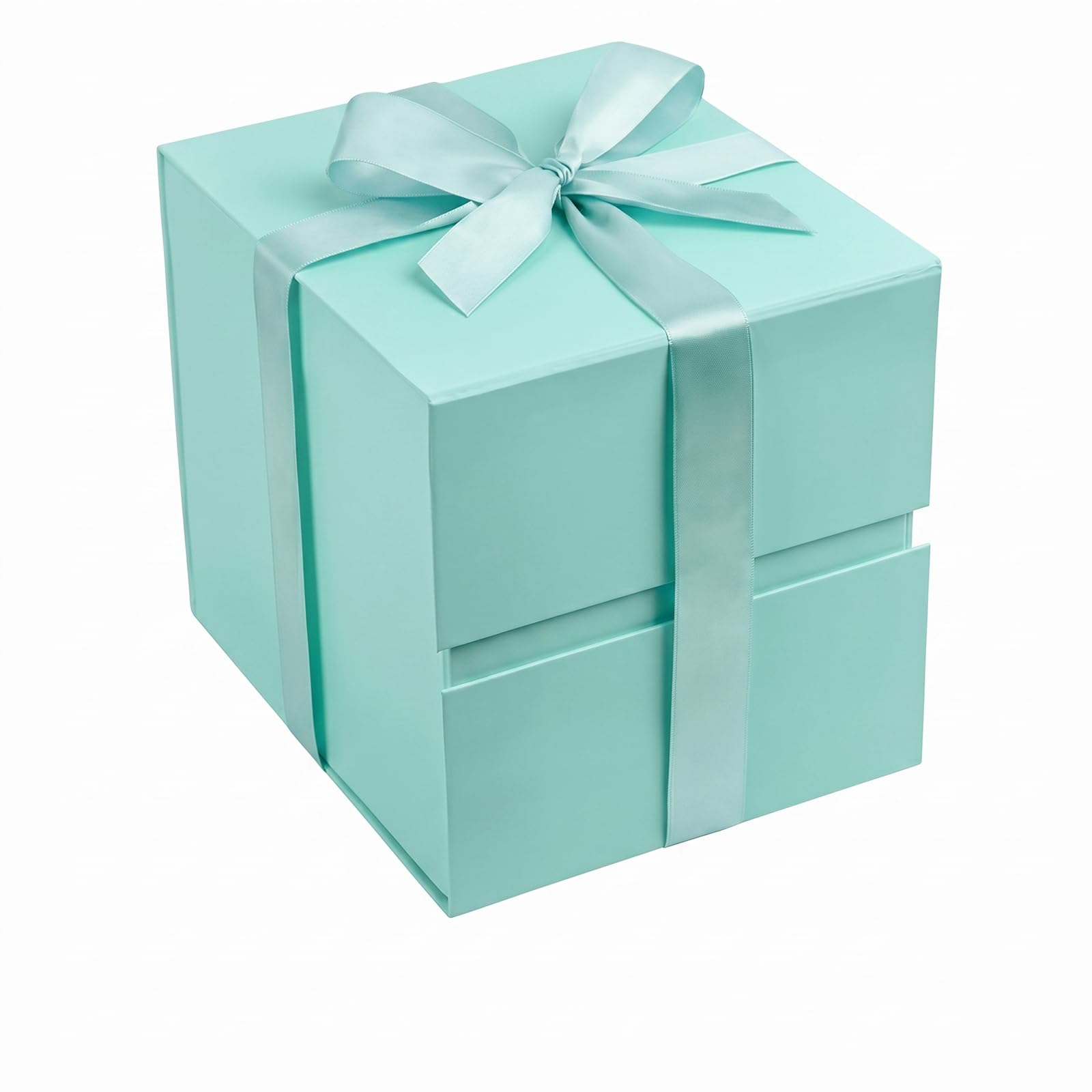 LIFELUM Mint Blue Gift Box for Christmas with Magnetic Lid, 7"x7"x7"