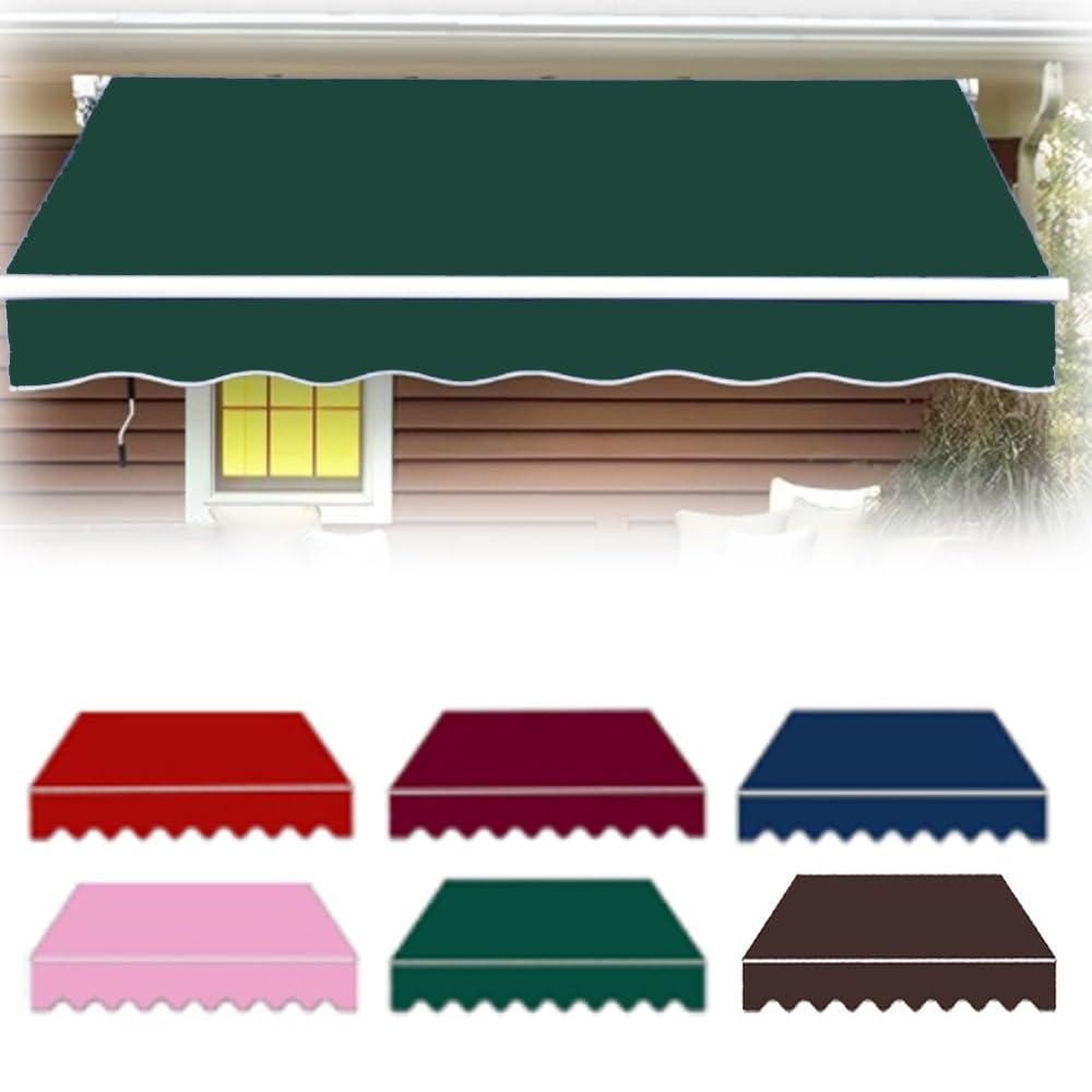 Toldo retráctil manual de 20 x 16 pies impermeable y tela de repuesto verde exterior