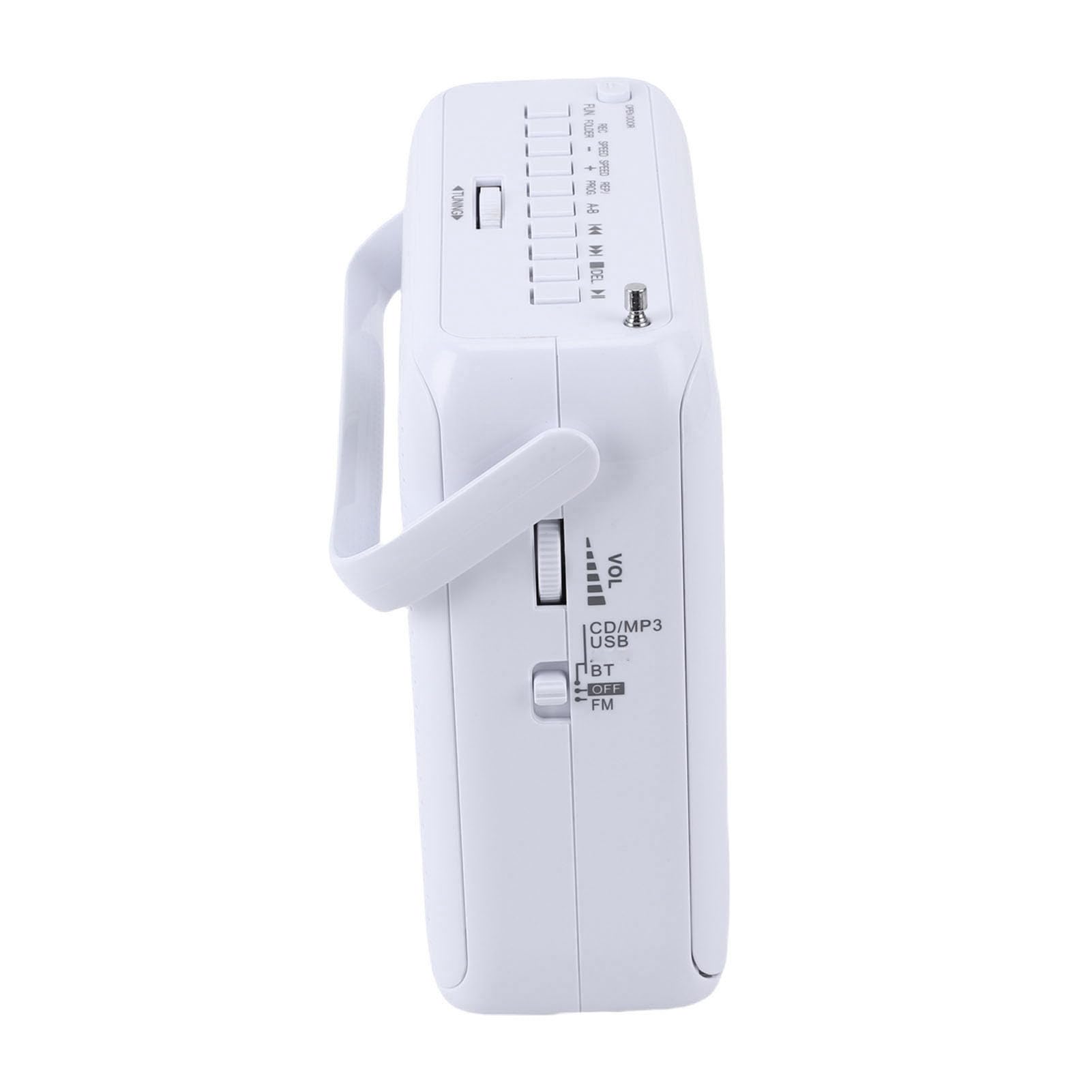 Annadue Przenośny Odtwarzacz CD z Bluetooth, Stacjonarny Odtwarzacz Muzyczny z obsługą USB FM MP3, Podwójne Zasilanie, Konstrukcja Uchwytu, do Użytku w Domu i na Zewnątrz