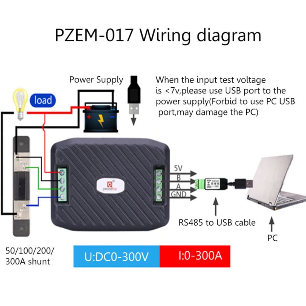 DollaTek DC 0-300 V 300 A woltomierz PZEM-017 komunikacja, modu? bezprzewodowy RS485, napi?cie, pr?d, wydajno??, detektor energii