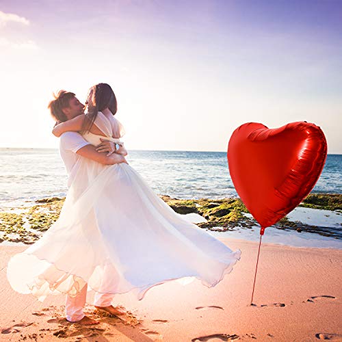 4 Pieces 32 Inches Large Heart Shaped Balloons Huge Red Foil Balloons Valentine's Day Love Balloons For Wedding Engagement Anniversary Party Favor Decorations #TOP4
