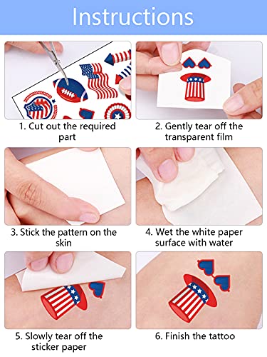 Torokom 80+ Patterns Fourth Of July Temporary Tattoos, Patriotic Temporary Tattoos For Adults Kids, American Flag Red White Blue Design Stickers For Independence Day Party Decorations 4Th Of July #TOP6