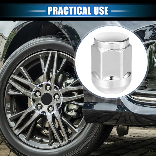 Image of 5 Pcs Wheel Lug Nuts Compatible for Honda Civic 2017-2021 for Honda Odyssey 2007-2010, Durable M14 x 1.5 Carbon Steel Silver Tone Tire Lugnuts